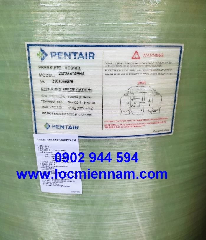 Cột lọc composite FRP 2472 PENTAIR MỸ